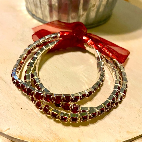 Multi stretch Burgundy bracelet set (a5) - Picture 4 of 4